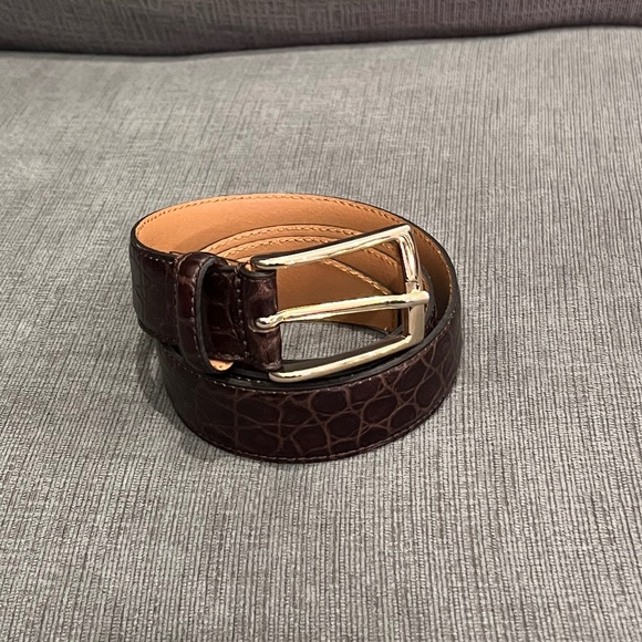 Brooks Brothers Leather Embossed Belt - Picture 1 of 9